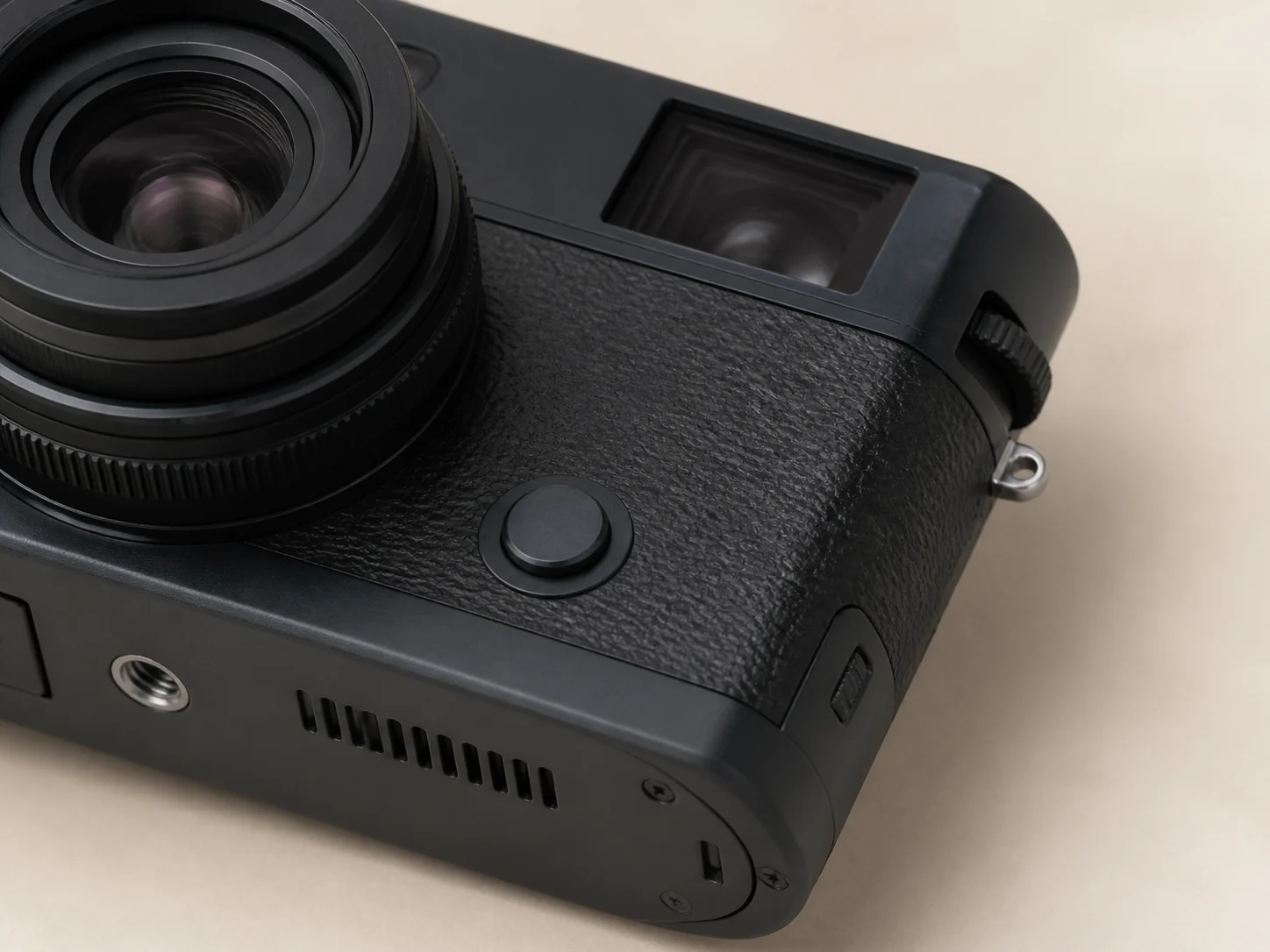 รายละเอียดขอบ พอร์ต และพื้นผิวของ Rangefinder Camera 24MP