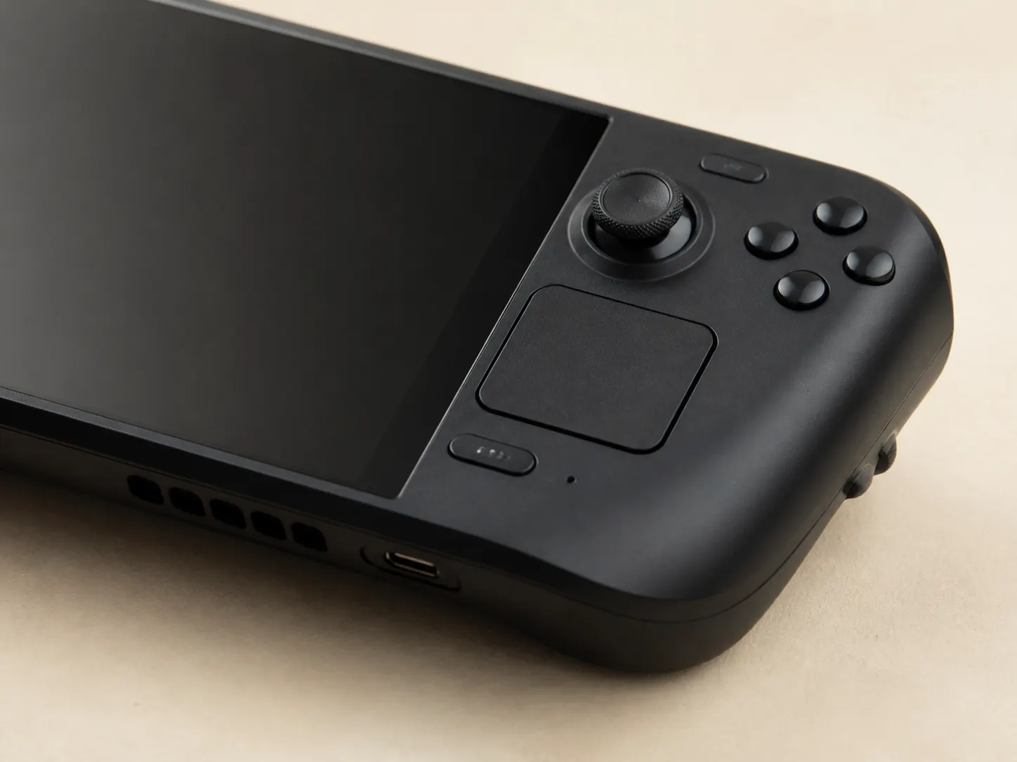 รายละเอียดขอบ พอร์ต และพื้นผิวของ Handheld OLED 1TB