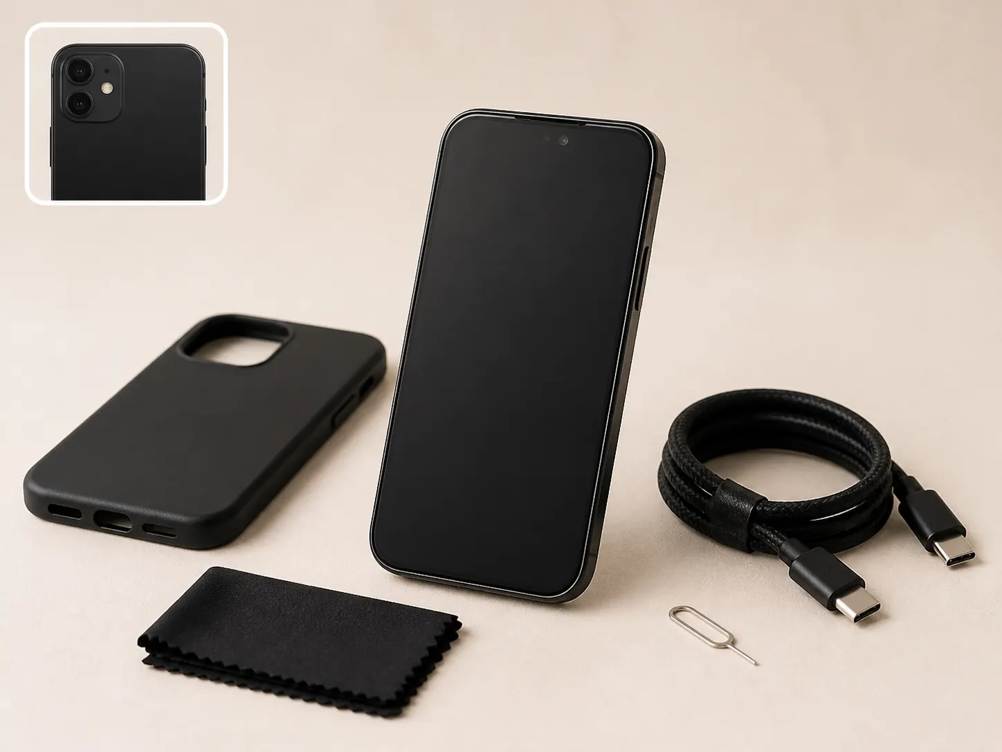Smartphone Mini 128GB สีดำ Obsidian มุมด้านหน้า