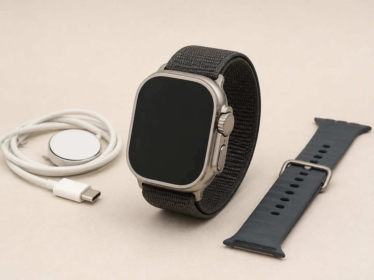 Watch Ultra GPS + LTE สีดำ Obsidian มุมด้านหน้า